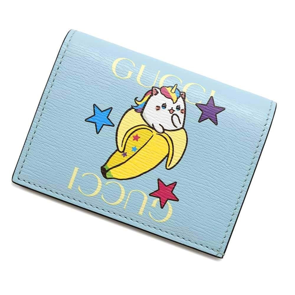 Gucci Bananya Compact Leather Bi fold Wallet WALLE